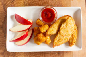 Valentina's Chicken Tenders with Tater Tots and Apple Slices