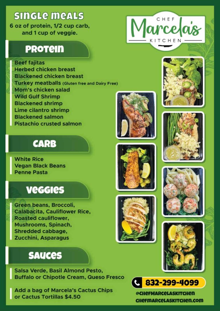 Meal prep menu